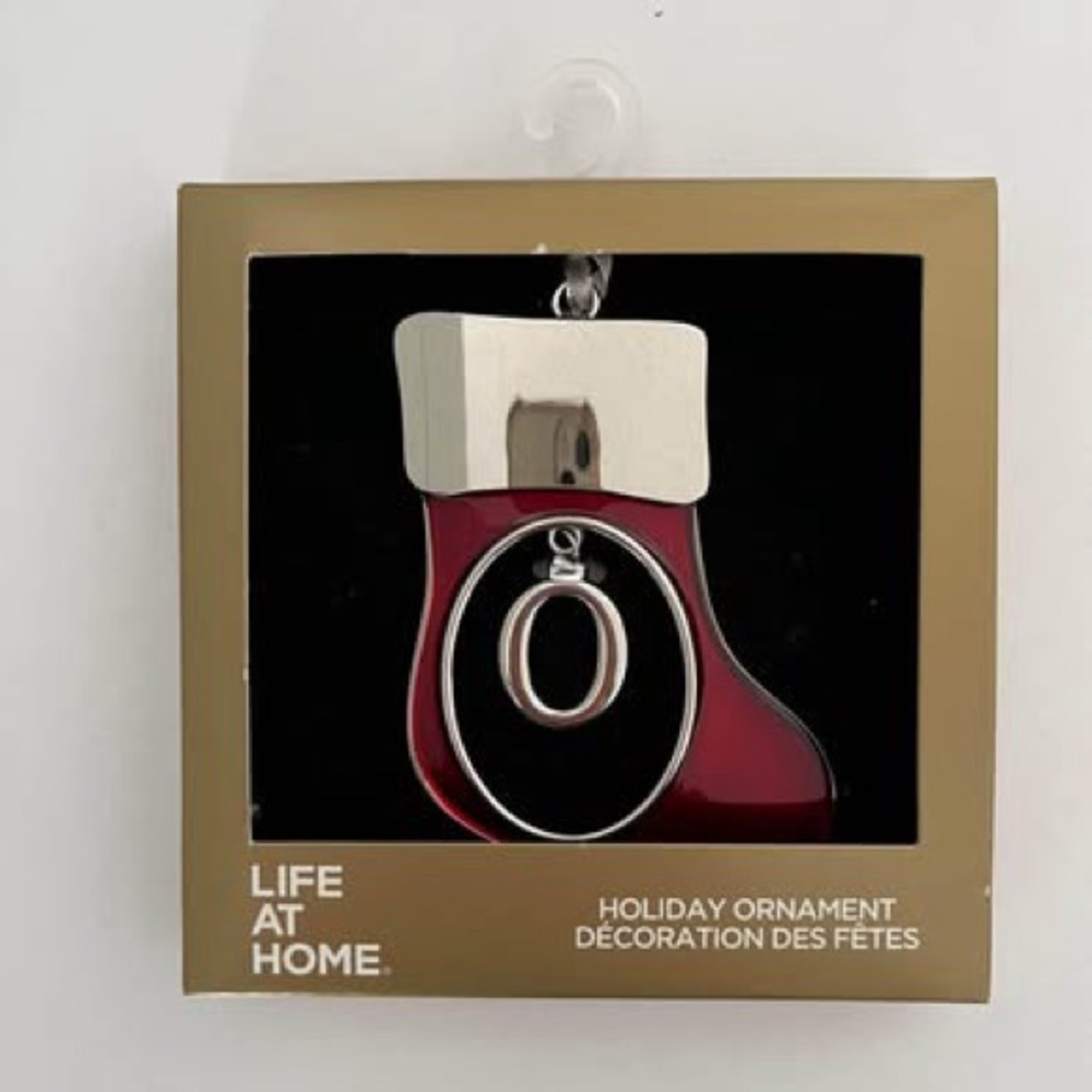 Letter O Metal Christmas Ornament